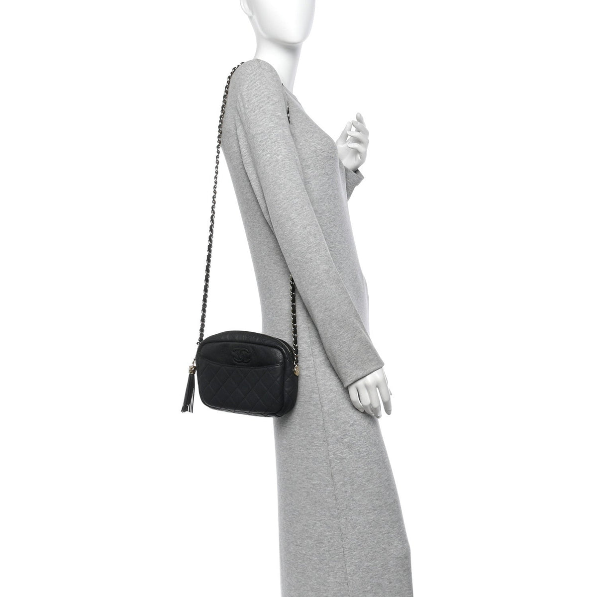 Chanel Iridescent Caviar Quilted Small Coco Tassel Camera Case Black