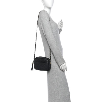 Chanel Iridescent Caviar Quilted Small Coco Tassel Camera Case Black