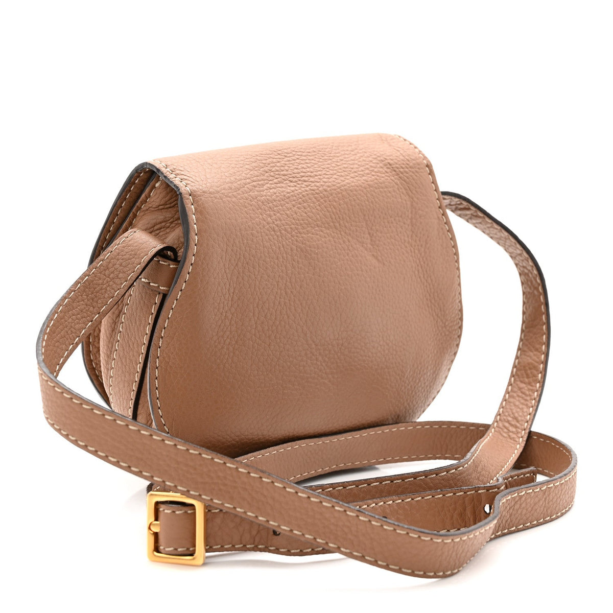 Chloe Calfskin Mini Marcie Round Crossbody Bag Nut