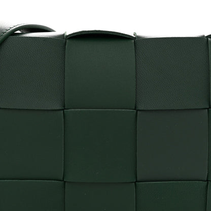 Bottega Veneta Lambskin Maxi Intrecciato Cassette Crossbody Bag Raintree