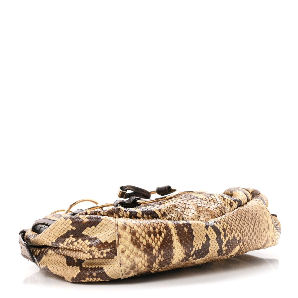 Saint Laurent Snakeskin Saharienne Shoulder Bag Brown 1983087