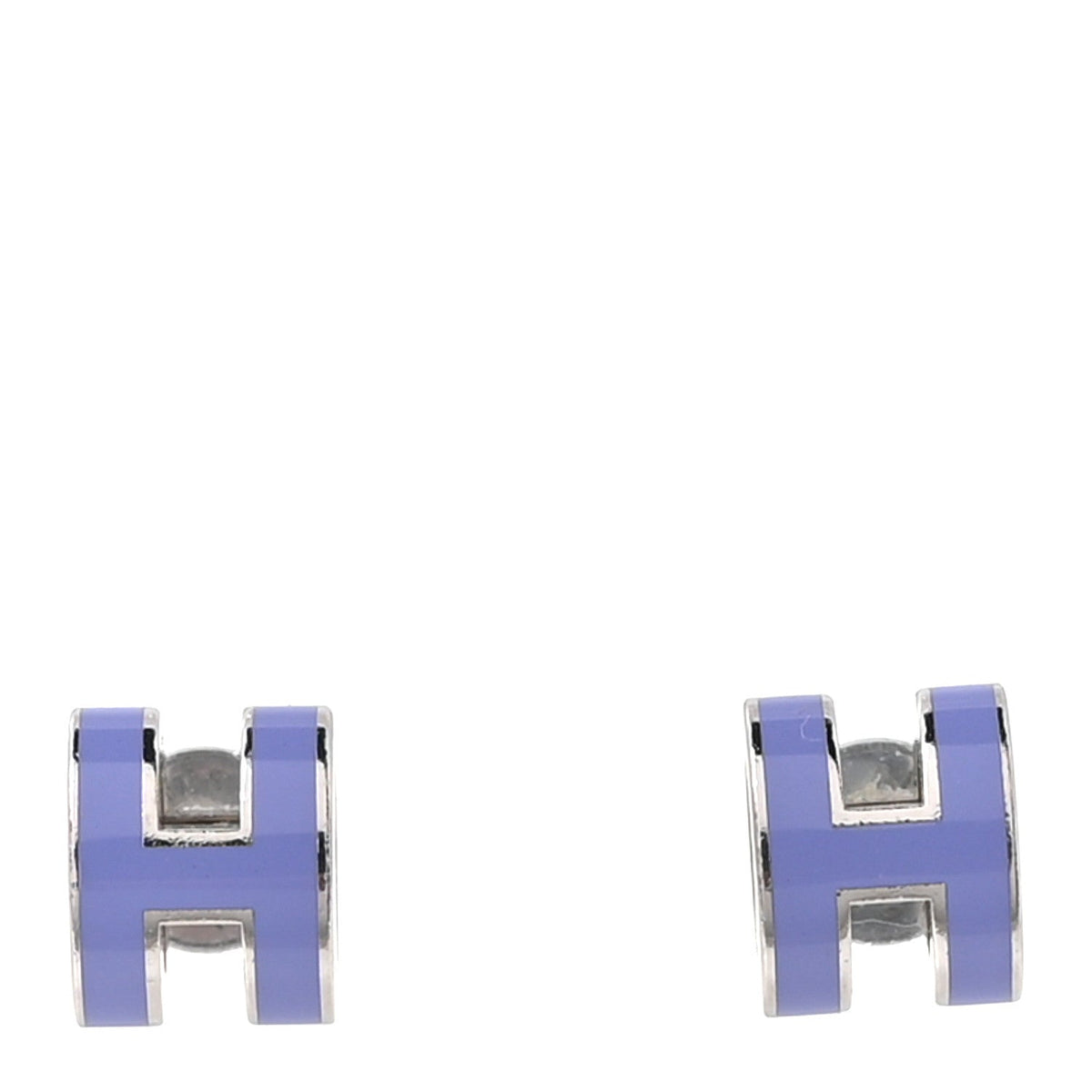 Hermès Palladium Lacquered Mini Pop H Earrings Lilac
