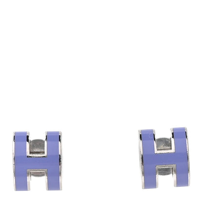 Hermès Palladium Lacquered Mini Pop H Earrings Lilac