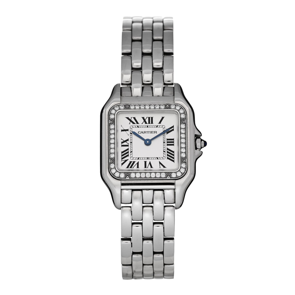 Cartier Stainless Steel Diamond 27mm Panthere Quartz Watch White
