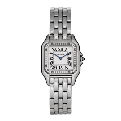 Cartier Stainless Steel Diamond 27mm Panthere Quartz Watch White