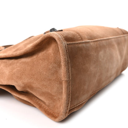 Balenciaga Waxed Suede Calfskin Classic Hardware Small Le City Camel