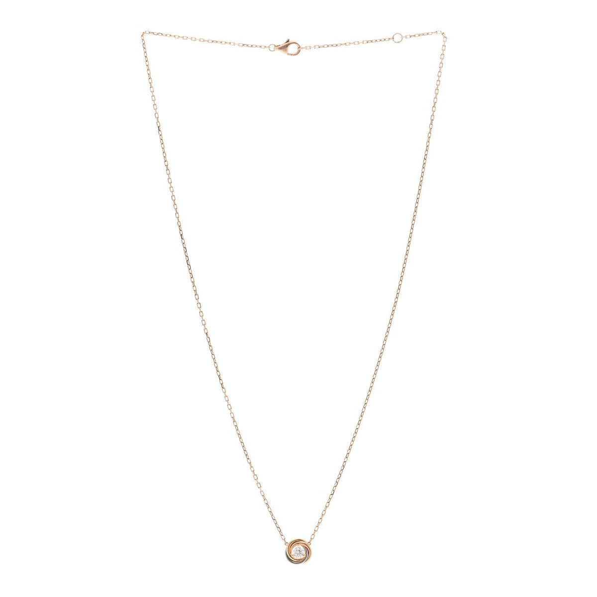 Cartier 18K Tricolor Gold Diamond Trinity De Cartier Pendant Necklace