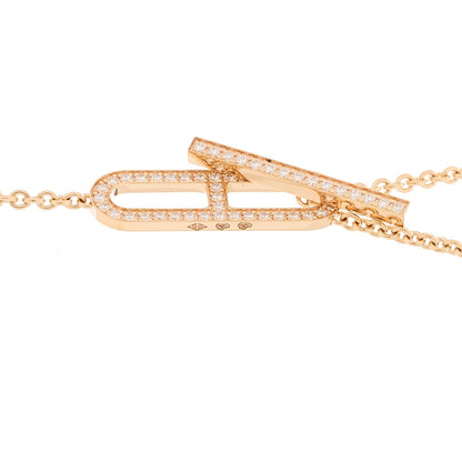 Hermes 18K Rose Gold Diamond PM Ever Chaine D'Ancre Necklace ST