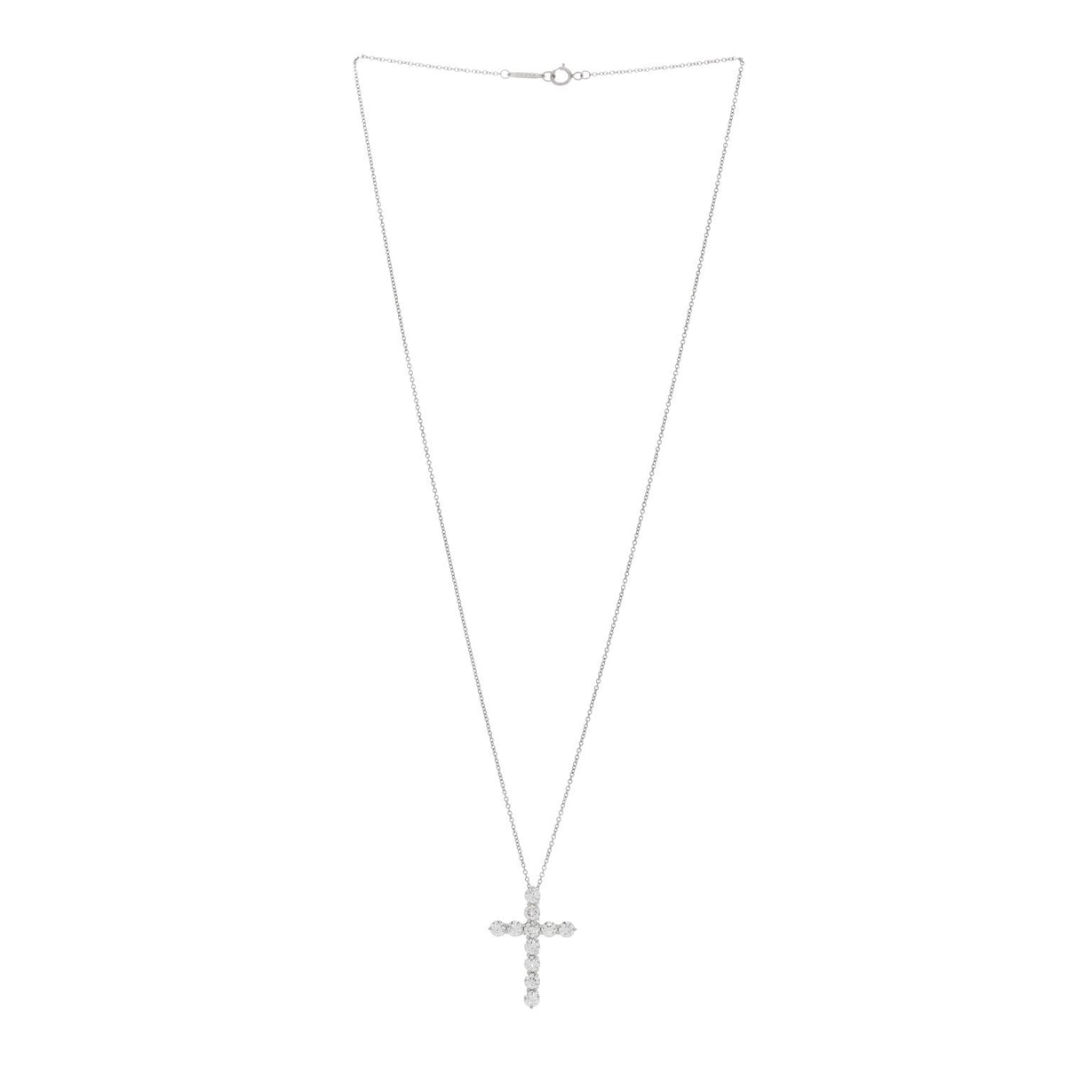 Tiffany Platinum Diamond 1.71ct Large Cross Pendant Necklace