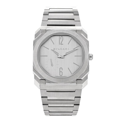 Bulgari Stainless Steel 40mm Octo Finissimo Automatic Watch Silver