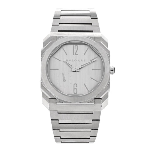Bulgari Stainless Steel 40mm Octo Finissimo Automatic Watch Silver