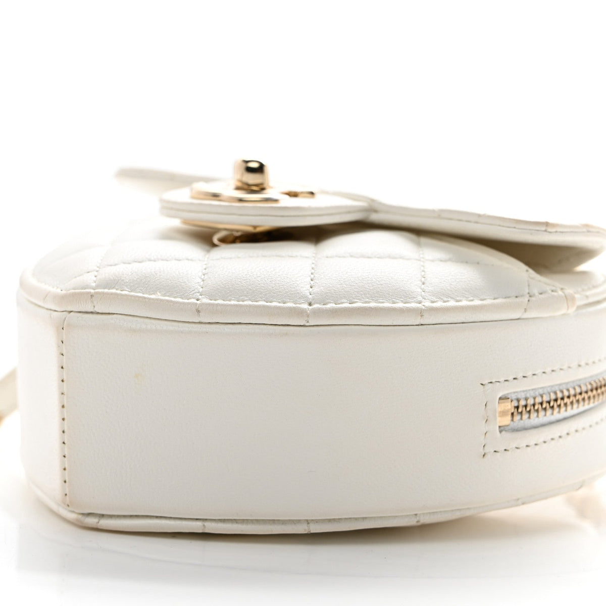 Chanel Lambskin Quilted CC In Love Heart Clutch With Chain White