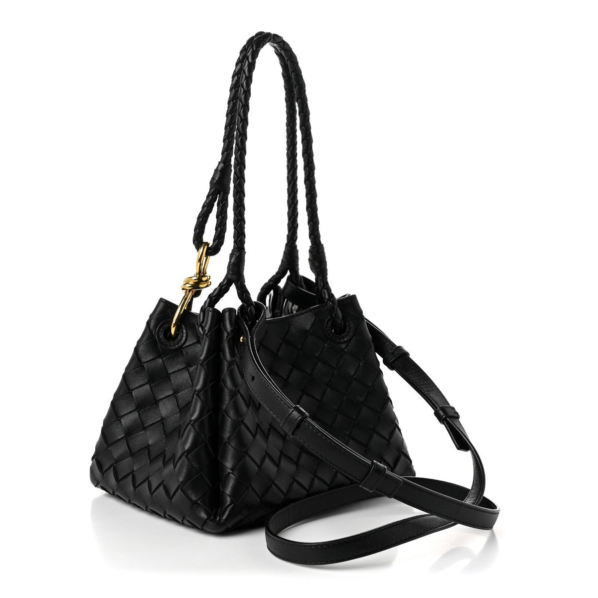 Bottega Veneta Nappa Intrecciato Small Parachute Shoulder Bag Black