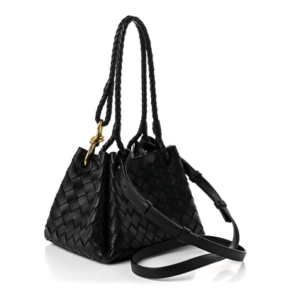 Bottega Veneta Nappa Intrecciato Small Parachute Shoulder Bag Black
