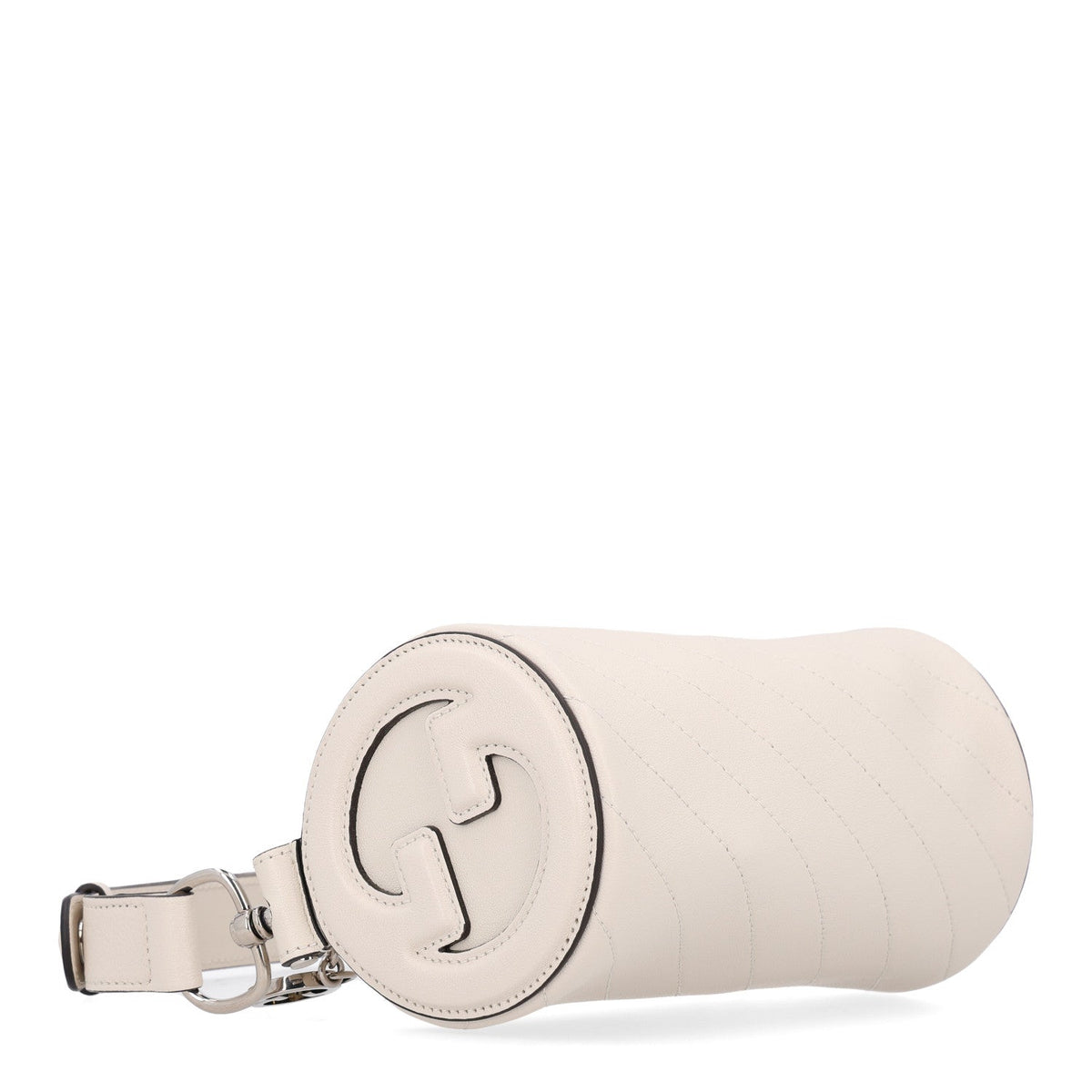 Gucci Calfskin Mini Blondie Barrel Shoulder Bag Mystic White
