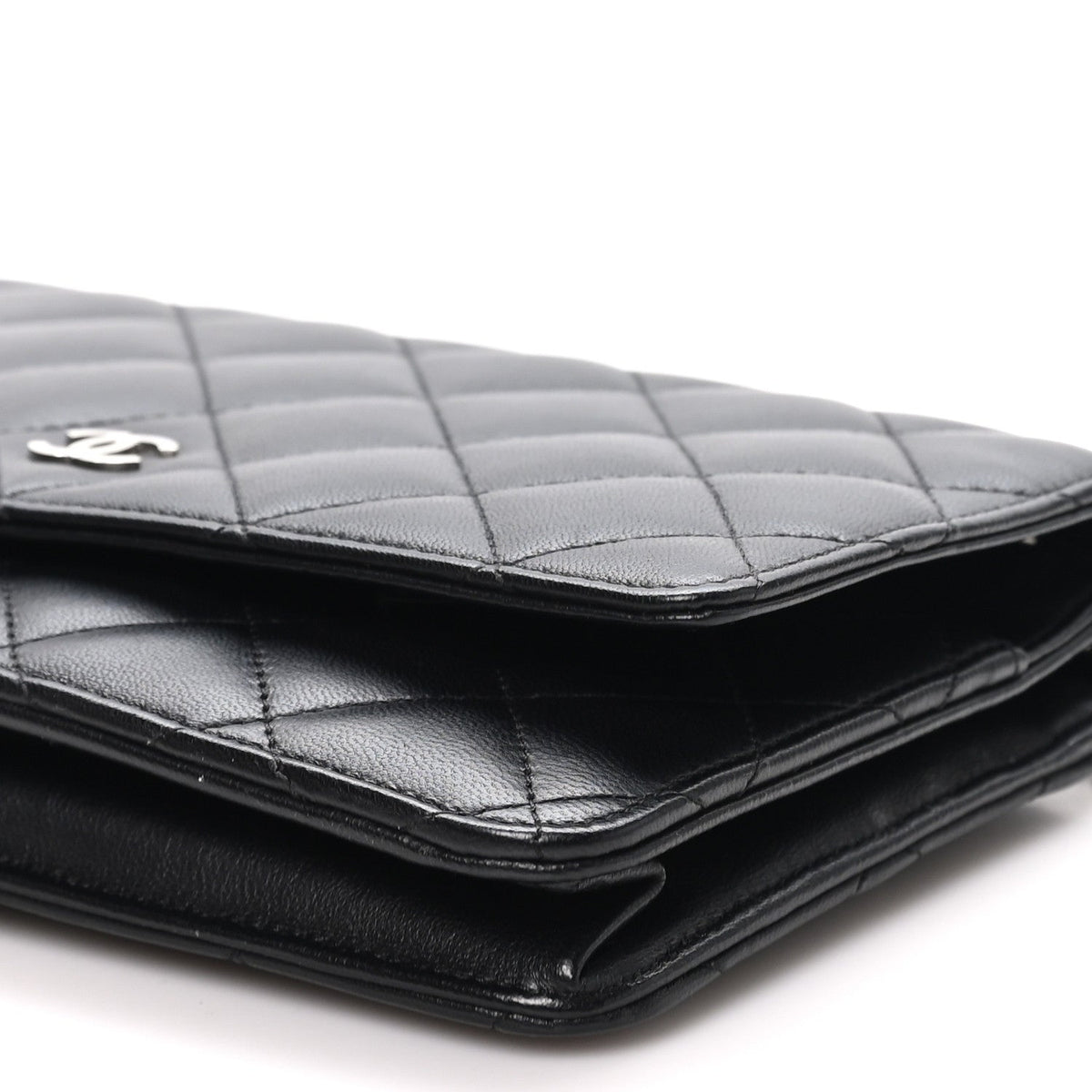 Chanel Lambskin Quilted Wallet On Chain WOC Bag Black