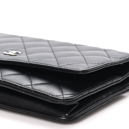 Chanel Lambskin Quilted Wallet On Chain WOC Bag Black