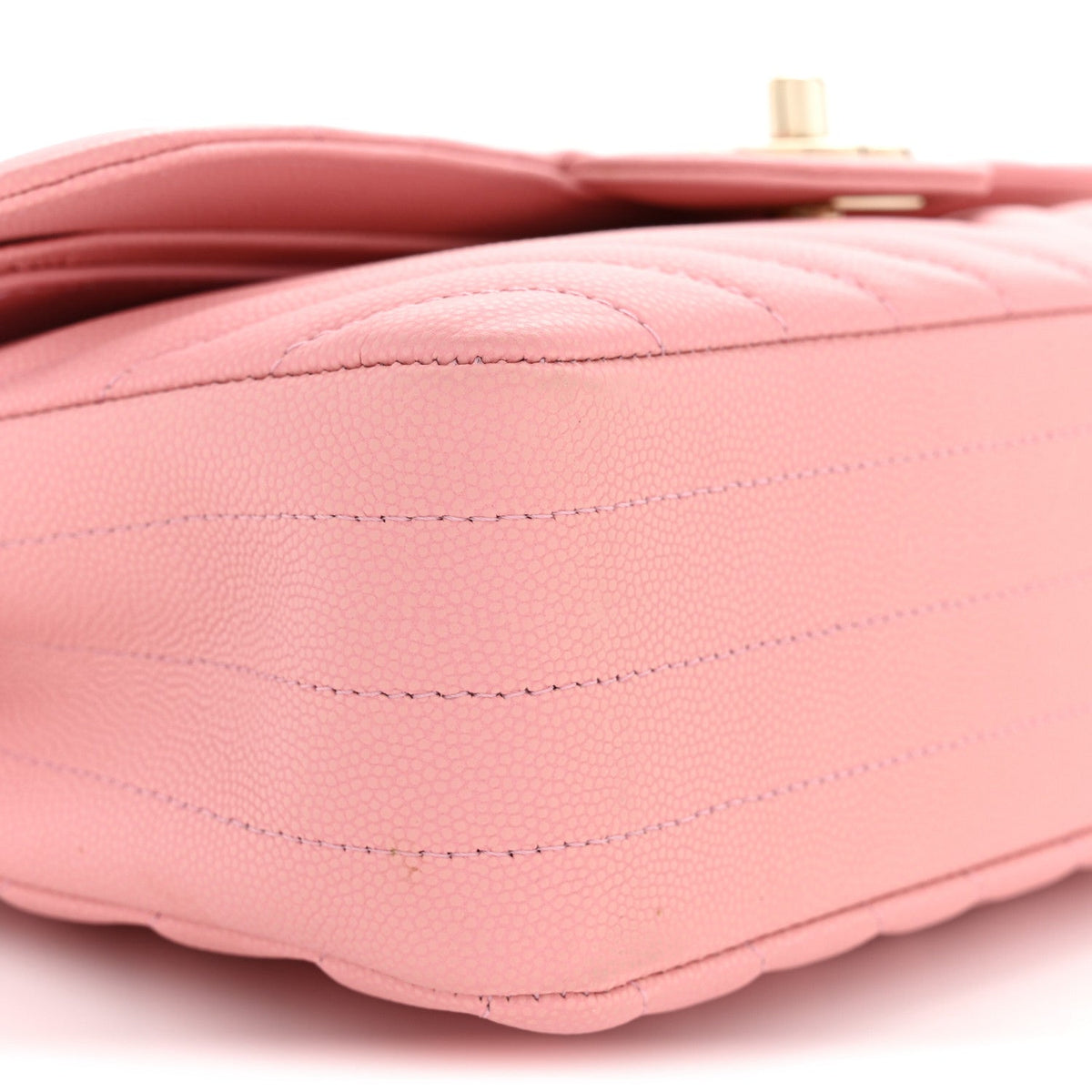 Chanel Caviar Chevron Quilted Small Double Flap Pink