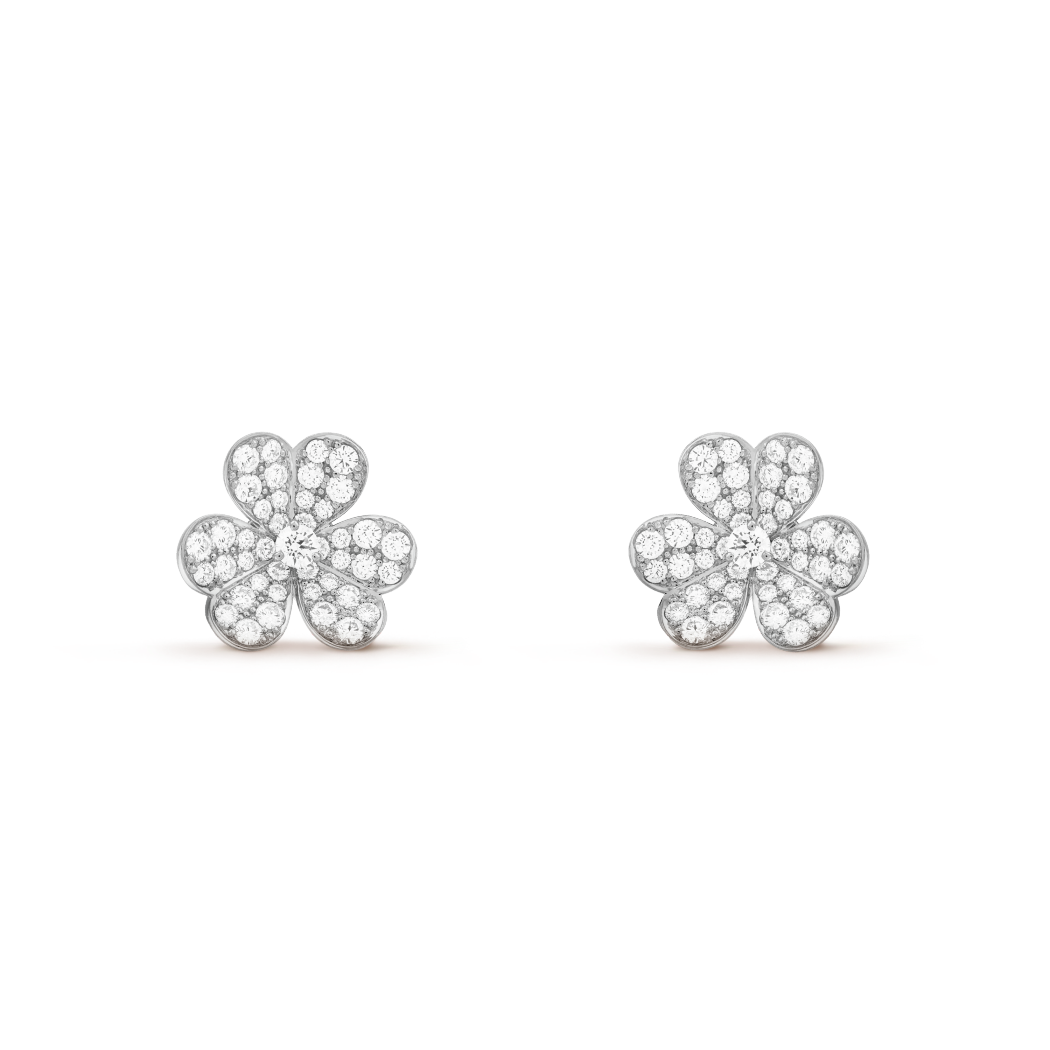 18K Gold Diamond VCA Frivole Earrings Small Model