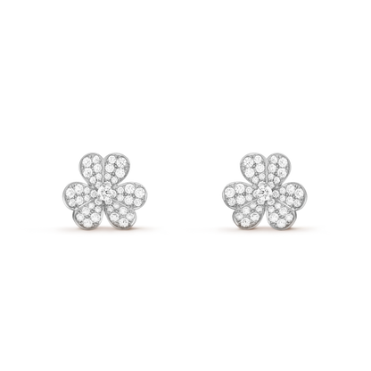 18K Gold Diamond VCA Frivole Earrings Small Model