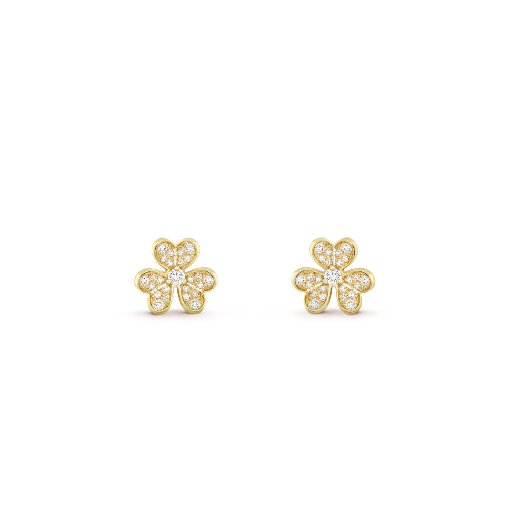 18K Gold Diamond VCA Frivole Mini Earrings