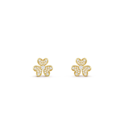18K Gold Diamond VCA Frivole Mini Earrings