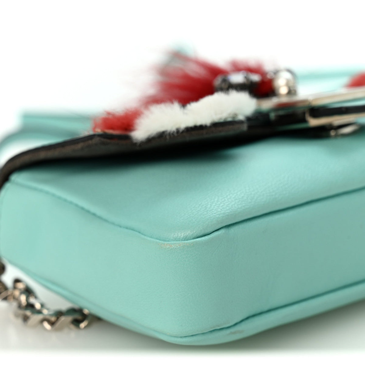 Fendi Nappa Rabbit Fox Fur Micro Buggie Baguette Tiffany 1981735
