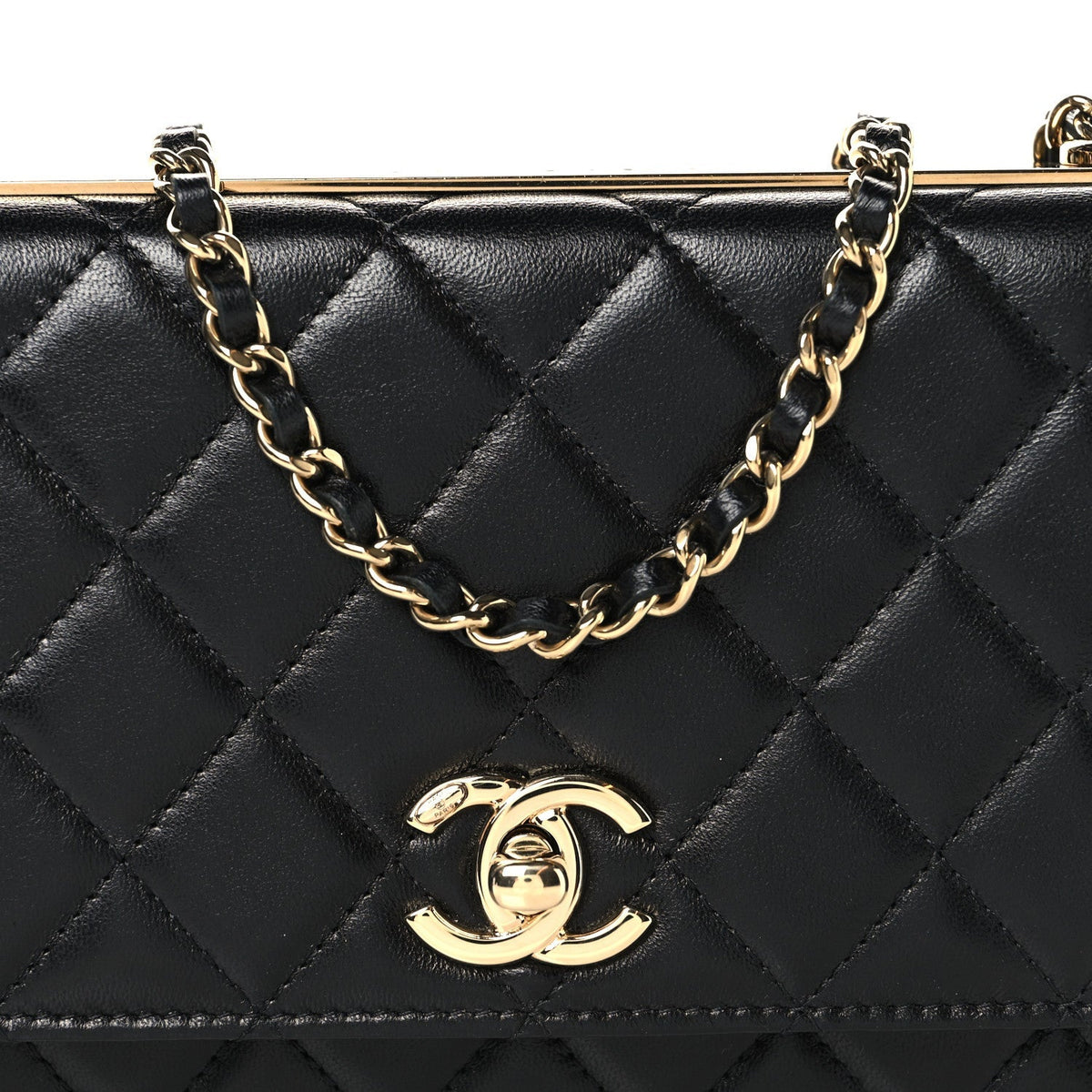 Chanel Lambskin Quilted Trendy CC Wallet On Chain Black