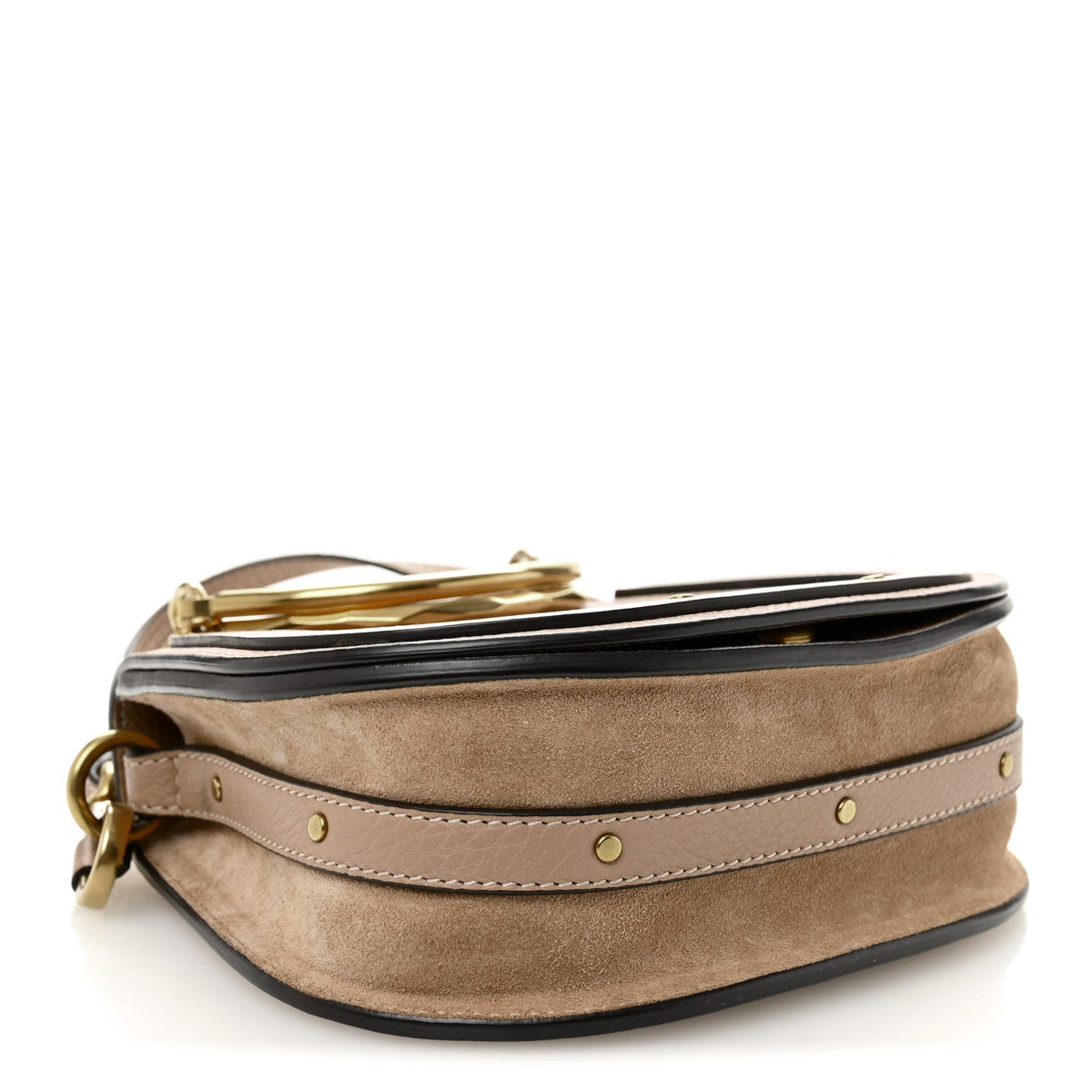 Chloe Calfskin Suede Small Nile Bracelet Bag Biscotti Beige