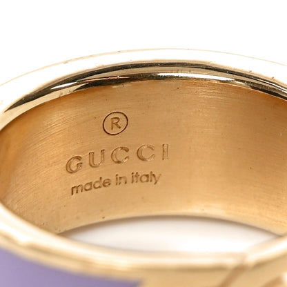 Gucci Metal Enamel Interlocking G Ring Gold Purple L