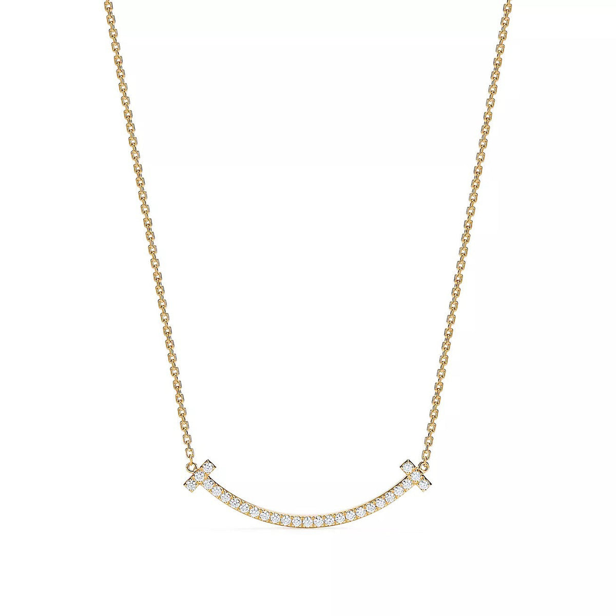 18K Gold Diamond Tiffany T Medium Smile Pendant