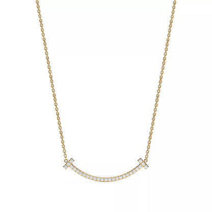 18K Gold Diamond Tiffany T Medium Smile Pendant