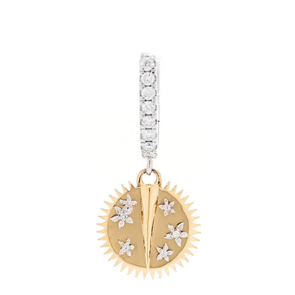 Foundrae 18K Yellow White Gold Diamond Resilience Blossoms Hoop Single Earring