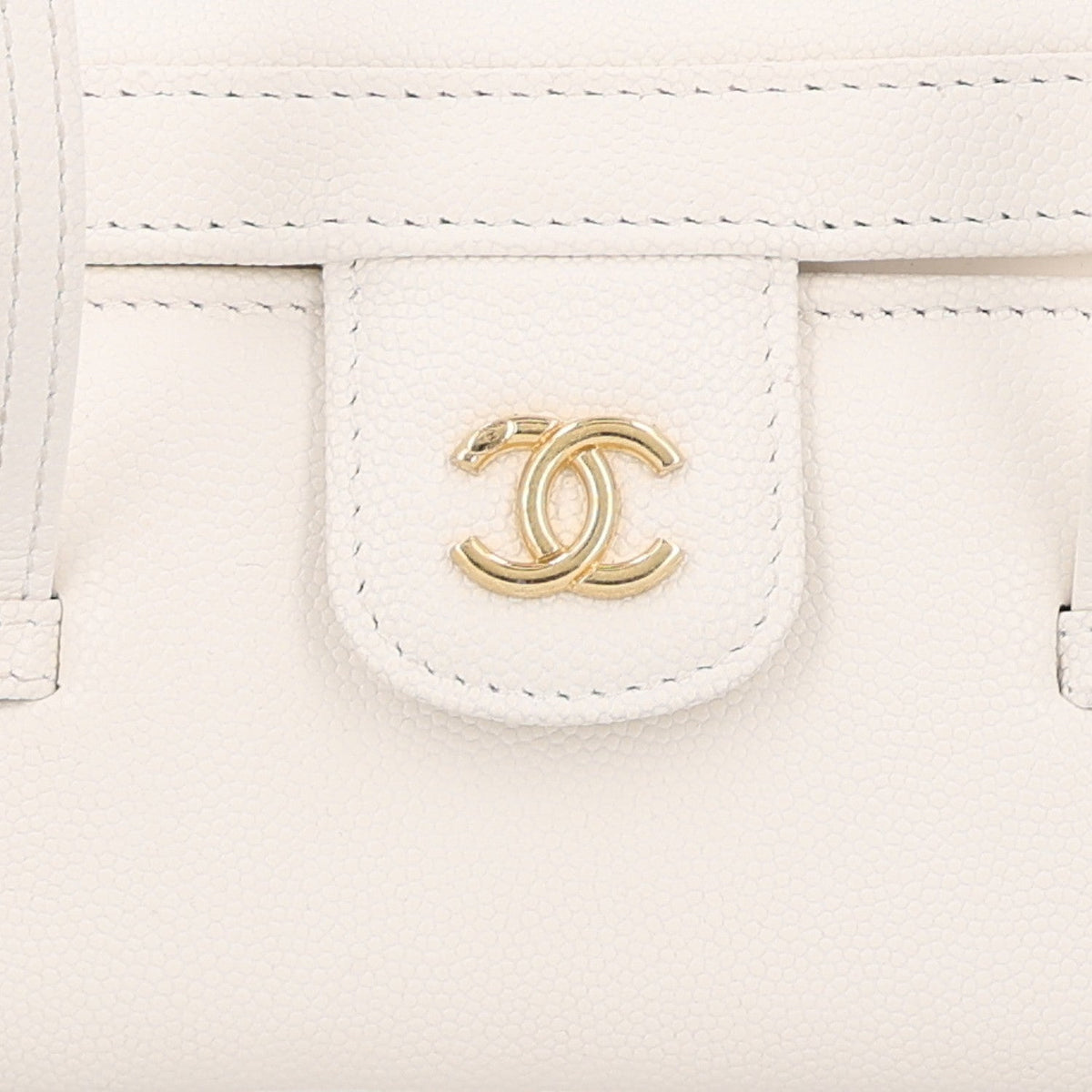 Chanel Shiny Caviar Preppy Coco Long Vanity With Strap White