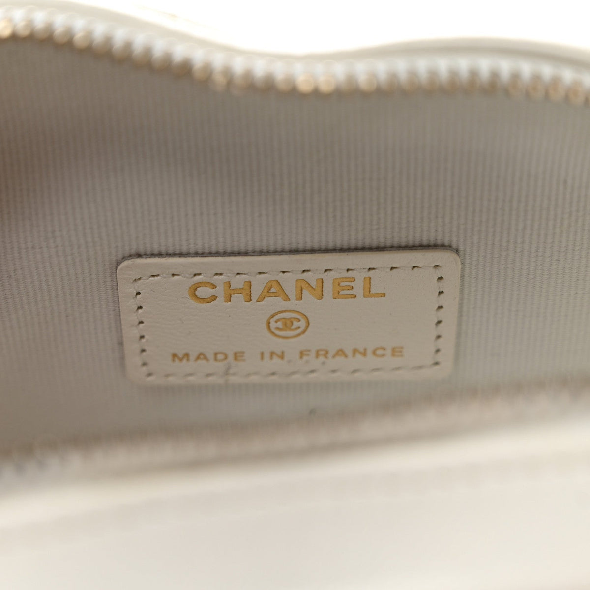 Chanel Lambskin Quilted CC In Love Heart Clutch With Chain White