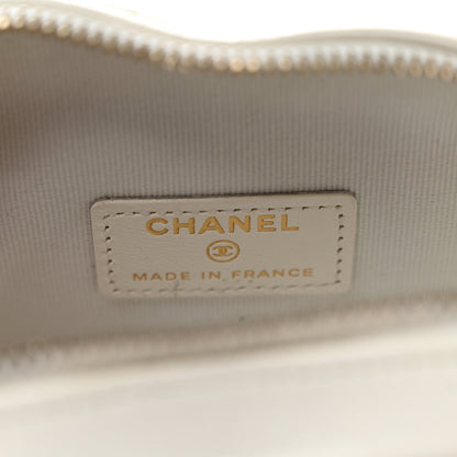 Chanel Lambskin Quilted CC In Love Heart Clutch With Chain White