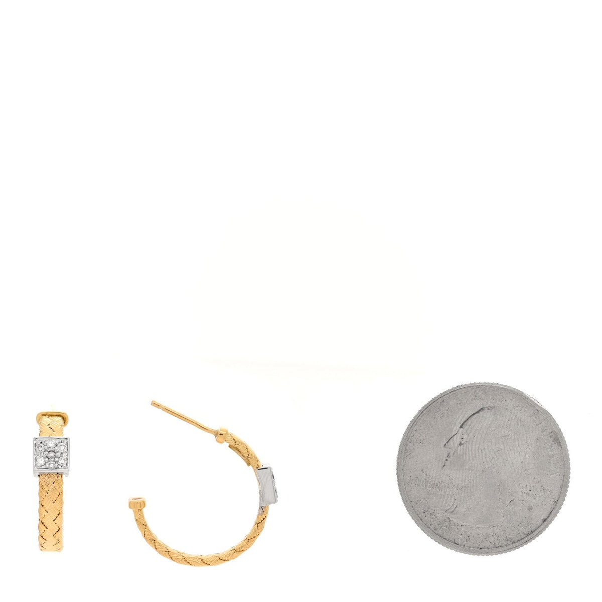 Roberto Coin 18K Yellow White Gold Diamond Primavera Hoop Earrings