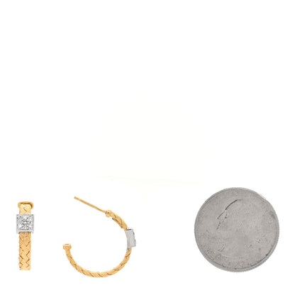 Roberto Coin 18K Yellow White Gold Diamond Primavera Hoop Earrings