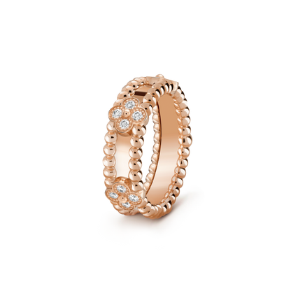 18K Gold Diamond VCA Perlée Sweet Clovers Ring