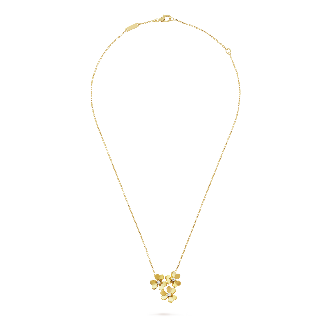 18K Gold Diamonds VCA Frivole Mini Model 3 Flowers Pendant