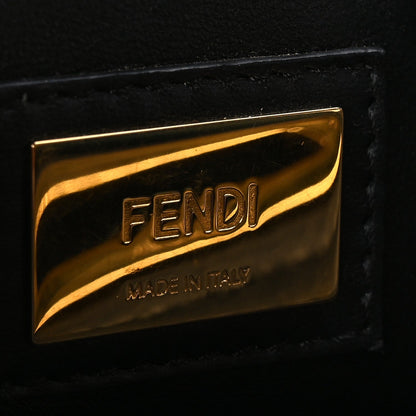 Fendi Vitello Seta Shiny Nappa Medium Peekaboo Iconic Satchel Black