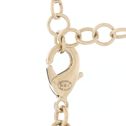 Chanel Metal Lambskin CC Chain Necklace Gold Black