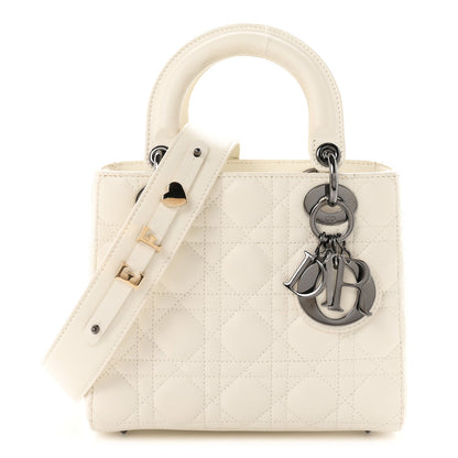 Christian Dior Lambskin Cannage Small My ABCDior Lady Dior White