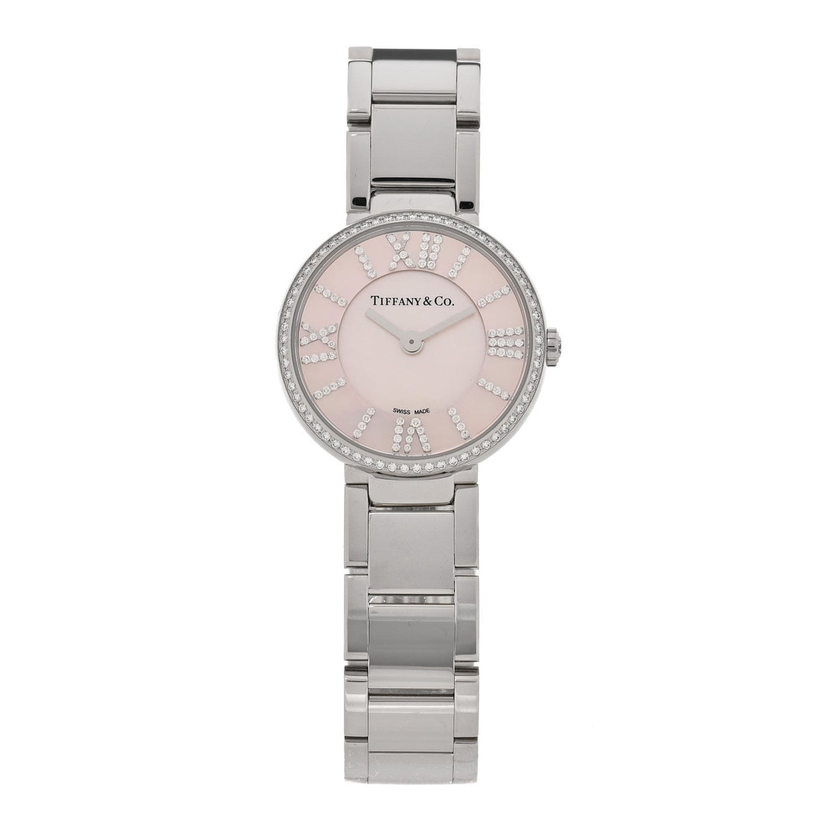 Tiffany Stainless Steel Diamond 24mm Atlas 2-Hand Quartz Watch Silver