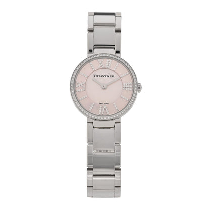 Tiffany Stainless Steel Diamond 24mm Atlas 2-Hand Quartz Watch Silver