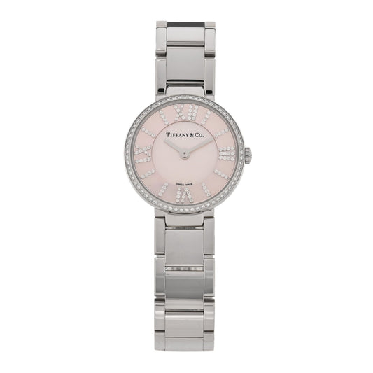 Tiffany Stainless Steel Diamond 24mm Atlas 2-Hand Quartz Watch Silver