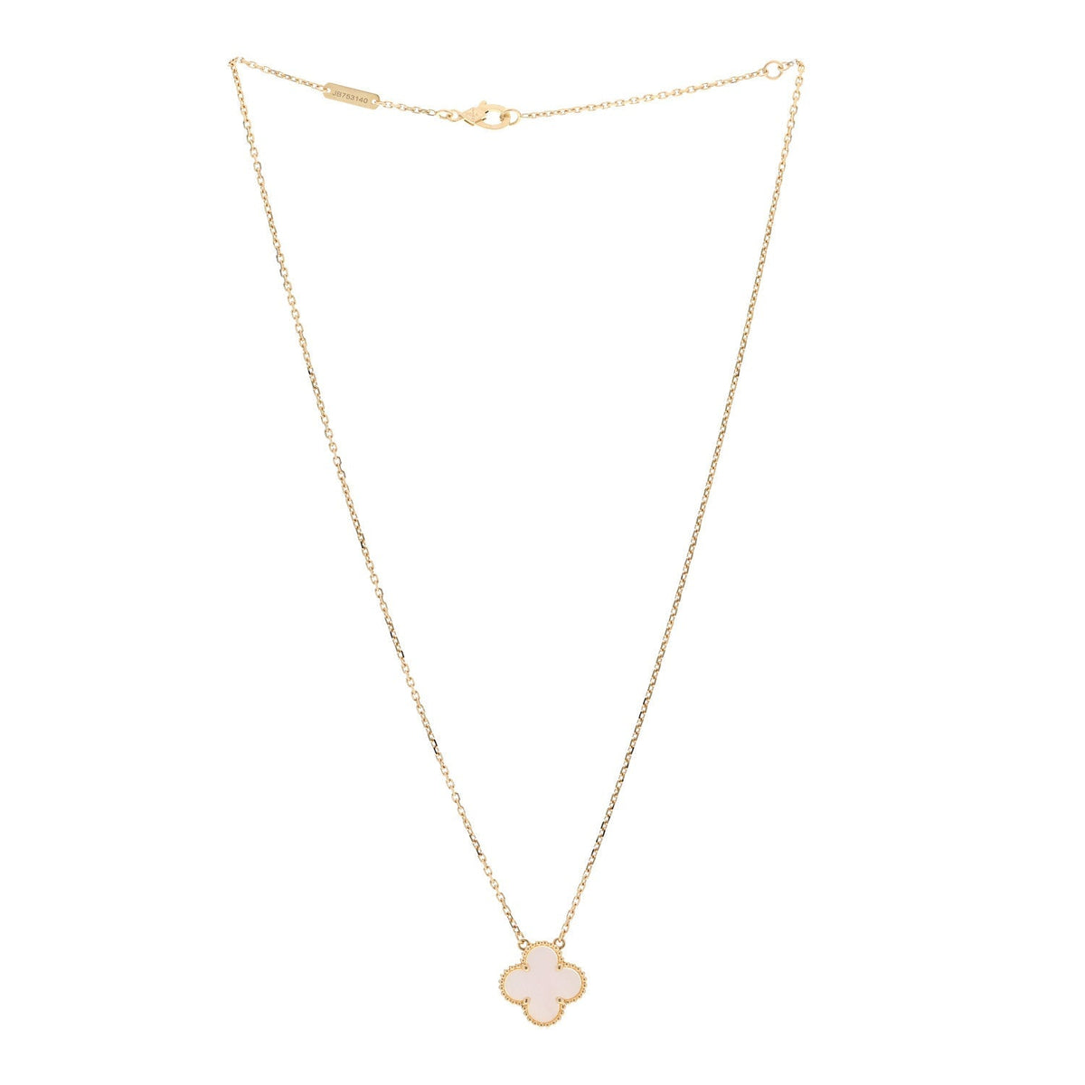 Van Cleef & Arpels 18K Yellow Gold Mother of Pearl Vintage Alhambra Pendant Necklace