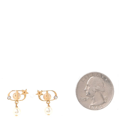 Christian Dior Pearl Petit CD Earrings Gold