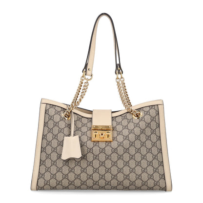 Gucci GG Supreme Monogram Medium Padlock Tote White 1985192