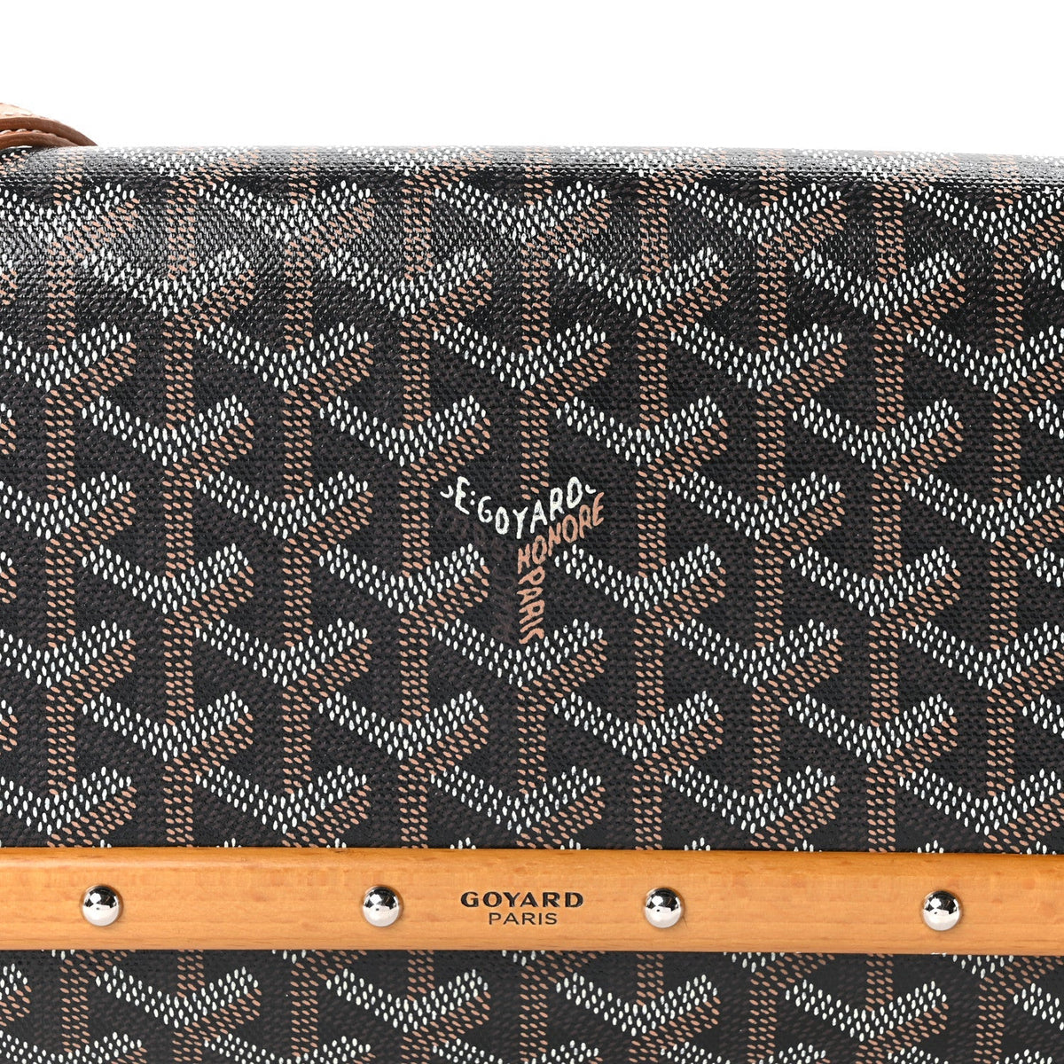 Goyard Goyardine Monte Carlo Bois Clutch With Strap Black Gold